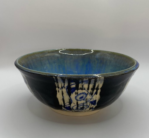 Sgraffito Bowl with Floral Underglaze Transfer