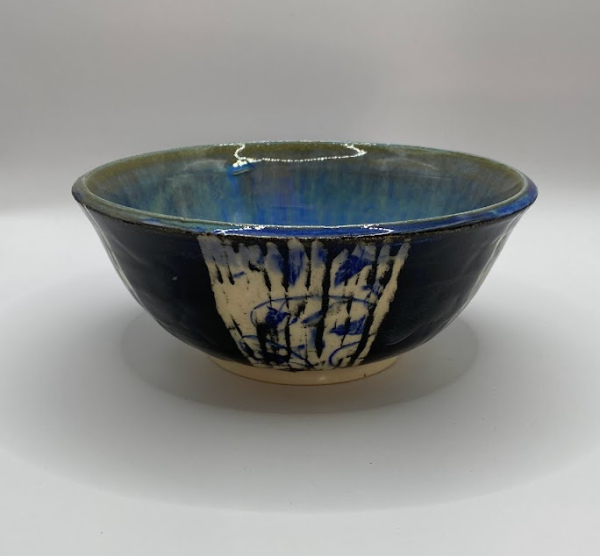 Sgraffito Bowl with Floral Underglaze Transfer