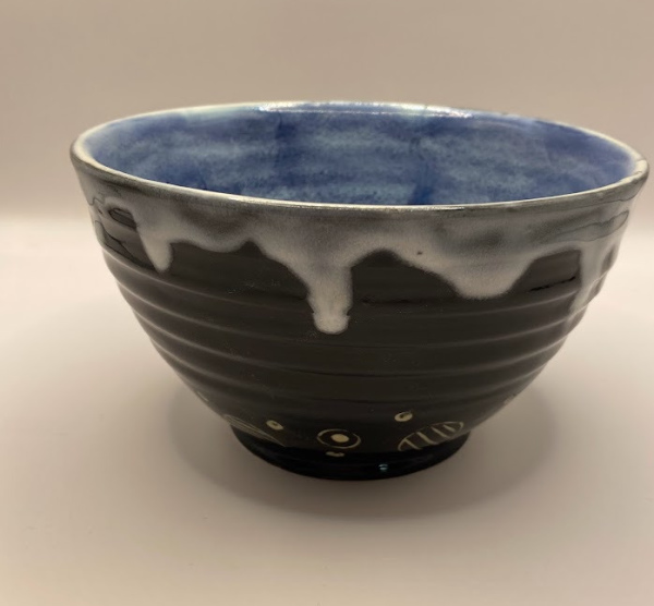 Sgraffito Bowl with White Drips