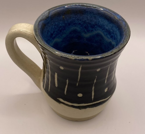 Black and Blue Mug with Sgraffito