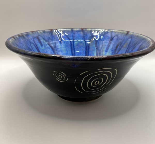 Sgraffito Bowl with Blue Raspberry Glaze