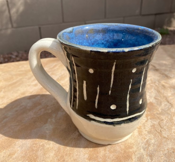 Black and Blue Mug with Sgraffito