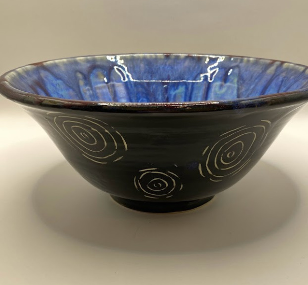 Sgraffito Bowl with Blue Raspberry Glaze