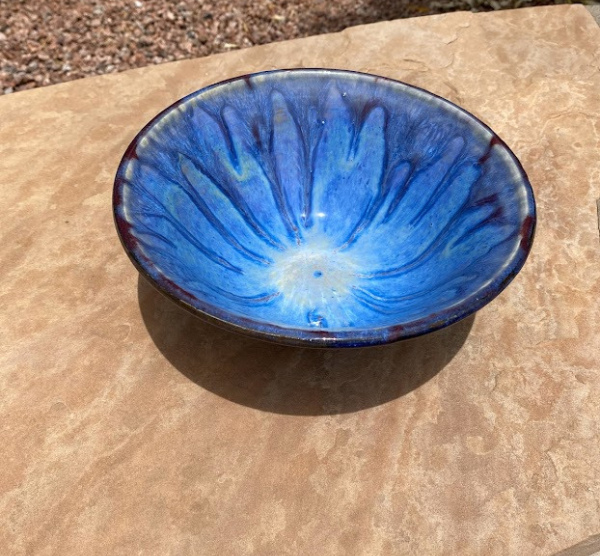 Sgraffito Bowl with Blue Raspberry Glaze