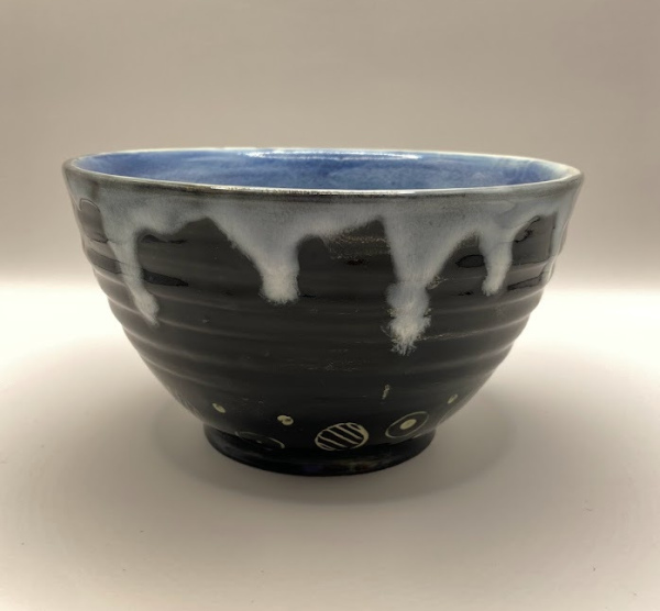 Sgraffito Bowl with White Drips