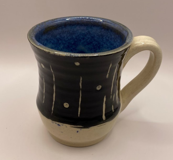 Black and Blue Mug with Sgraffito