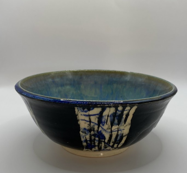 Sgraffito Bowl with Floral Underglaze Transfer