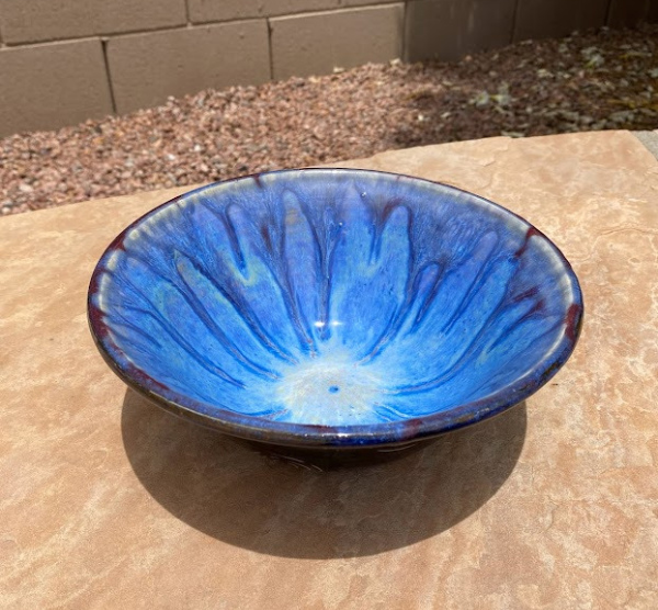 Sgraffito Bowl with Blue Raspberry Glaze