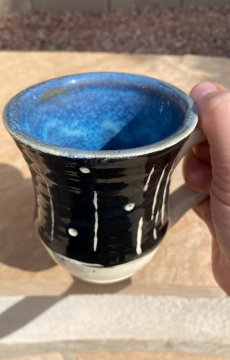 Black and Blue Mug with Sgraffito